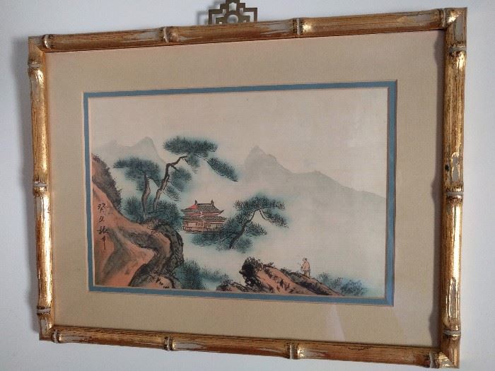 Love the vintage faux bamboo frame, the art, eh.