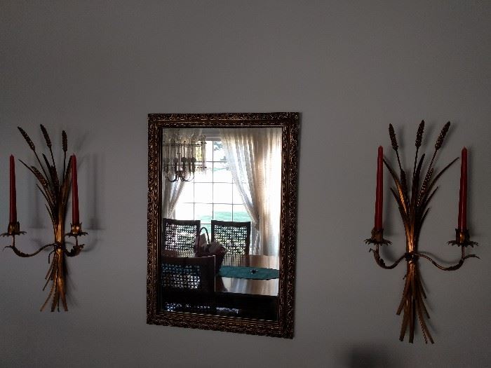 What elegant dining room isn't complete, with a matched pair of pussy willow metal wall sconces?