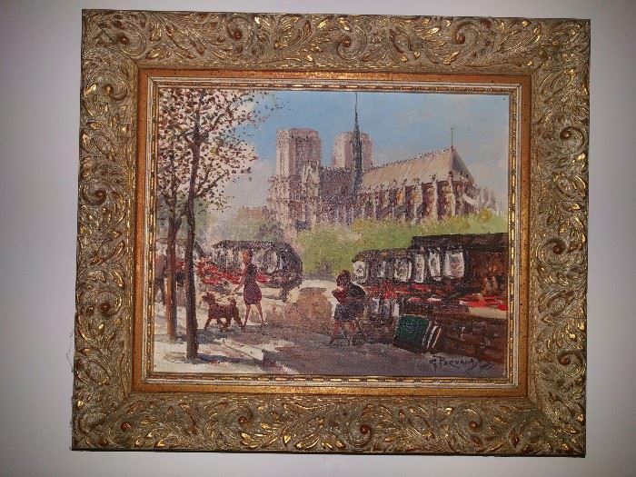 Small, but very good Parisian street scene, artist signed, original oil on canvas, nicely framed.