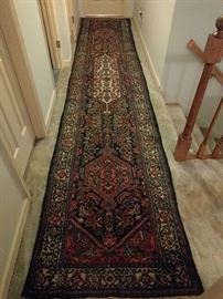 THE most gorgeous runner I've seen in YEARS!            This is a spectacular Persian Hamedan, 100% wool, hand woven runner, measures 15' 9" x 3' 1".                 This pic is taken into the nap, or the dark side. The following pic is taken across the nap, or the light side.