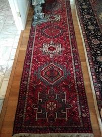 Beautiful Persian Karaja runner, 100% wool, hand woven, measures 11' 4" x 2' 8".