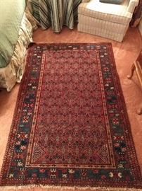 Distinctly different Persian Malayer, 100% wool, hand woven, measures 4' 3" x 6' 3".