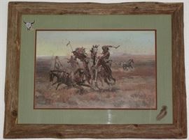 "When Blackfeet and Sioux Meet", Framed Print by Charles M. Russell