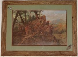 "Plunder on the Horizon, Indians Discover Prospectors", Framed Print by Charles M. Russell