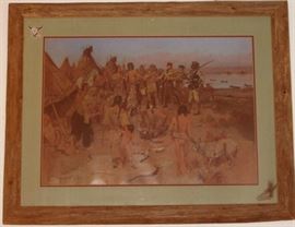 Captain William Clark of the Lewis and Clark Expedition with the Indians of the Northwest Framed Print by Charles M. Russell