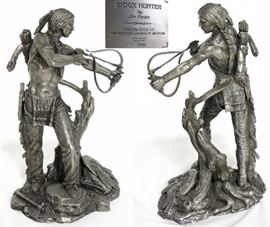 Jim Ponter Pewter Sculptures: "Sioux Hunter" ' photo has view of front and back (10"H x 6"W x 5"D)