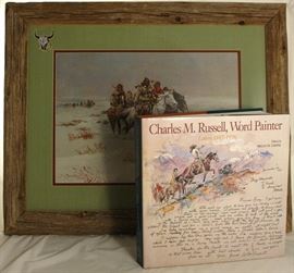 Charles M. Russell Framed Print shown with the Charles M. Russell, Word Painter, Book