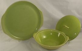 Universal Ballerina "Chartreuse" 12" Chop Plate and Covered Vegetable shown without lid