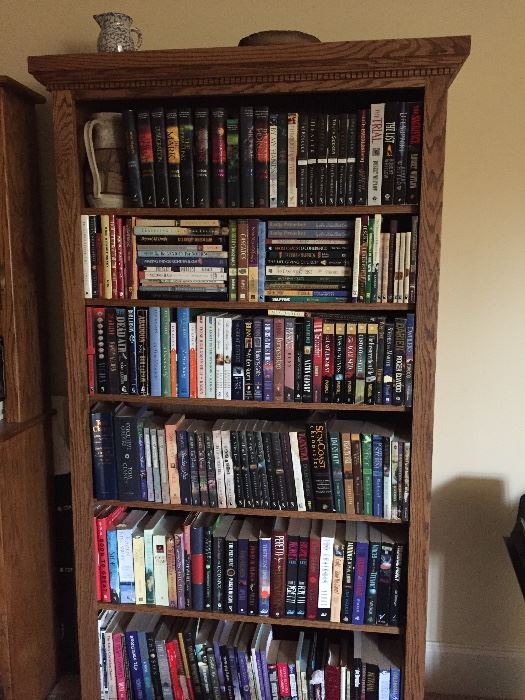 LOTS OF BOOKS / SOLID OAK BOOKCASE