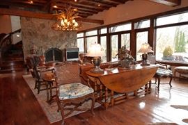 Gateleg Sofa Table and French-style Caned Arm chairs