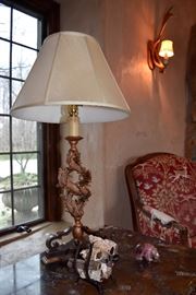 Carved Lamp, Semi Precious Stones