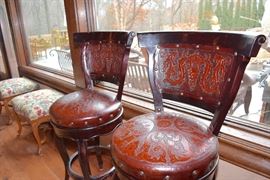 Tooled Leather Bar Stools