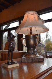Antler / Brass Lamp, Bronze Sculpture