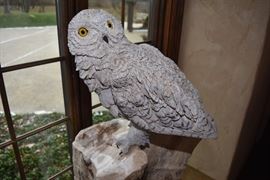 Zach Comeaux "Carved Owl" On Petrified Wood