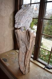 Zach Comeaux "Carved Owl" On Petrified Wood