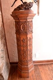 Antique carved wood column