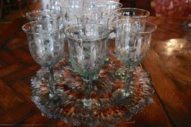 Etched Austrian Crystal Goblets