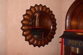 Leather Baker Sunburst Mirror