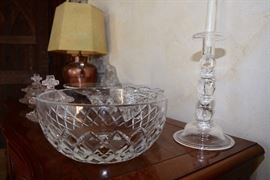 Steuben Candle Stick, Baccarat Crystal Bowl