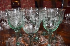 Etched Austrian Crystal Goblets
