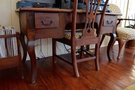Antique Wooden Desk + Chair