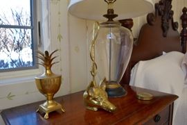 Brass Wolf Door Stop, Pineapple Candle Sticks