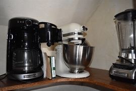 KitchenAid Mixer, coffee pot, Blender