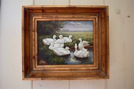 Oil on Canvas Duck Scene