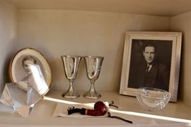 Stueben Etched Crystal Polygon, Peterson Pipe, Tiffany & Co Bowl