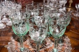 Etched Austrian Crystal Goblets