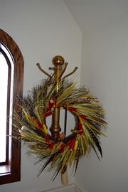 Shotgun Shell Wreath on Hanging Brass Coat Rack
