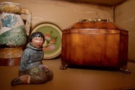 Asian Figurine, Wooden Box