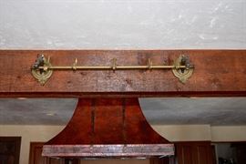 Brass Horse Head Hat / Coat Rack, Hammered Copper Hood Vent
