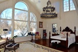 Guest Bedroom, Chandelier, Antique Queen Size Bed