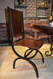 Leather / Wrought Iron Chairs with Nail Heads