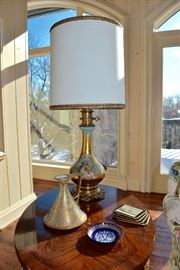 Ceramic Lamp, Arabian-Influenced Pitcher, Small Bowl, Coasters
