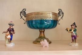 Scully & Scully Figurines, Large Glass and Metal Pedestal Bowl