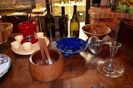 Teak Bowl, Wine Bottle Candles, Fondue Set,
