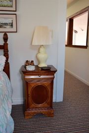 Wood Nightstand, Lamp
