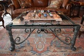 Huge Iron and Glass Coffee Table