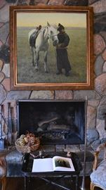 Ma Shulin "Morning Light" Oil on Canvas, Antique Tray, Fireplace Items