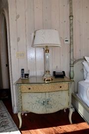 Handpainted Nightstands, Crystal Lamps
