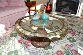 Gold Etched Accent Table, Andrea by Sadek Geese