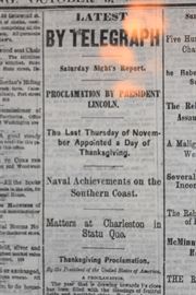Detroit Advertiser and Tribune "Proclamation of Thanksgiving" by President Lincoln. Dated 1863.