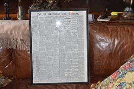 Detroit Advertiser and Tribune "Proclamation of Thanksgiving" by President Lincoln. Dated 1863.