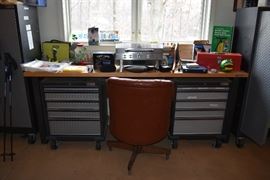 Leather Executive Chair, Gladiator Tool Benches, Camping Grill, Ryobi Drill