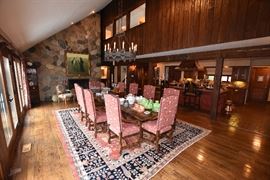 9pc Dining Room Table with Chairs, Antique Wool Rug