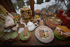 Italian Hand Painted Dish Set, Poggi Bonsi Canisters