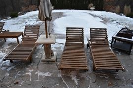 Country Casuals Teak Loungers, Frontgate Lion Umbrella Stand