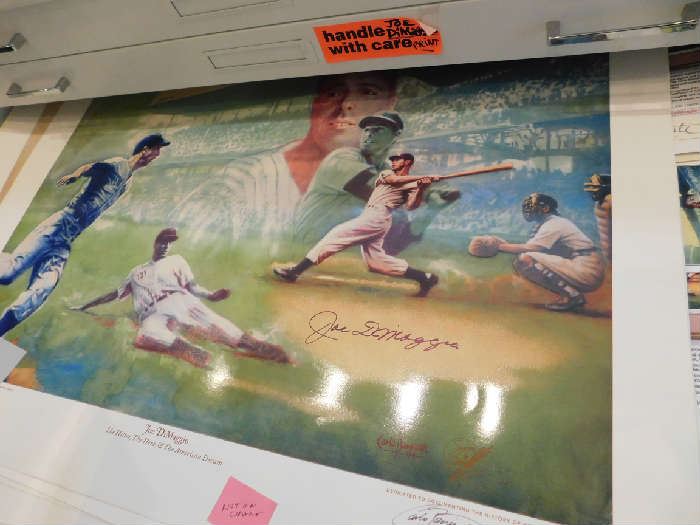 signed montage-Joe DiMaggio and artist